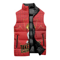 Custom Canada Football Pride Sleeveless Puffer Jacket Take Me To America Maple Leaf