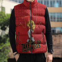 Custom Canada Football Pride Sleeveless Puffer Jacket Take Me To America Maple Leaf