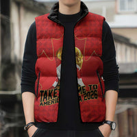 Custom Canada Football Pride Sleeveless Puffer Jacket Take Me To America Maple Leaf