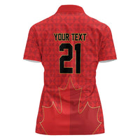 Custom Canada Football Pride Women Polo Shirt Take Me To America Maple Leaf