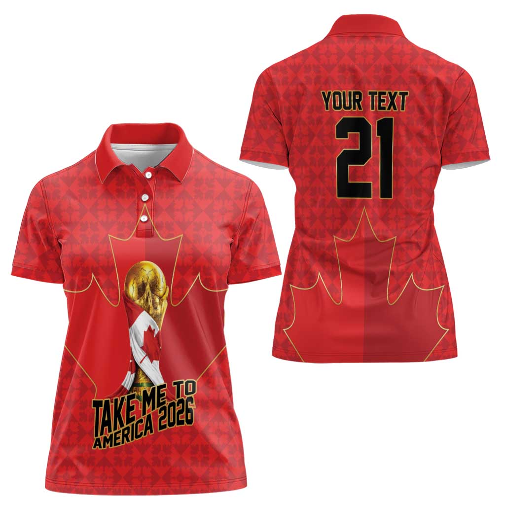 Custom Canada Football Pride Women Polo Shirt Take Me To America Maple Leaf