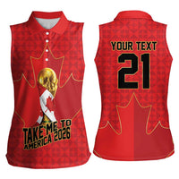 Custom Canada Football Pride Women Sleeveless Polo Shirt Take Me To America Maple Leaf