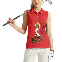 Custom Canada Football Pride Women Sleeveless Polo Shirt Take Me To America Maple Leaf