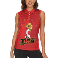 Custom Canada Football Pride Women Sleeveless Polo Shirt Take Me To America Maple Leaf