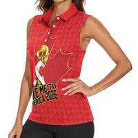 Custom Canada Football Pride Women Sleeveless Polo Shirt Take Me To America Maple Leaf