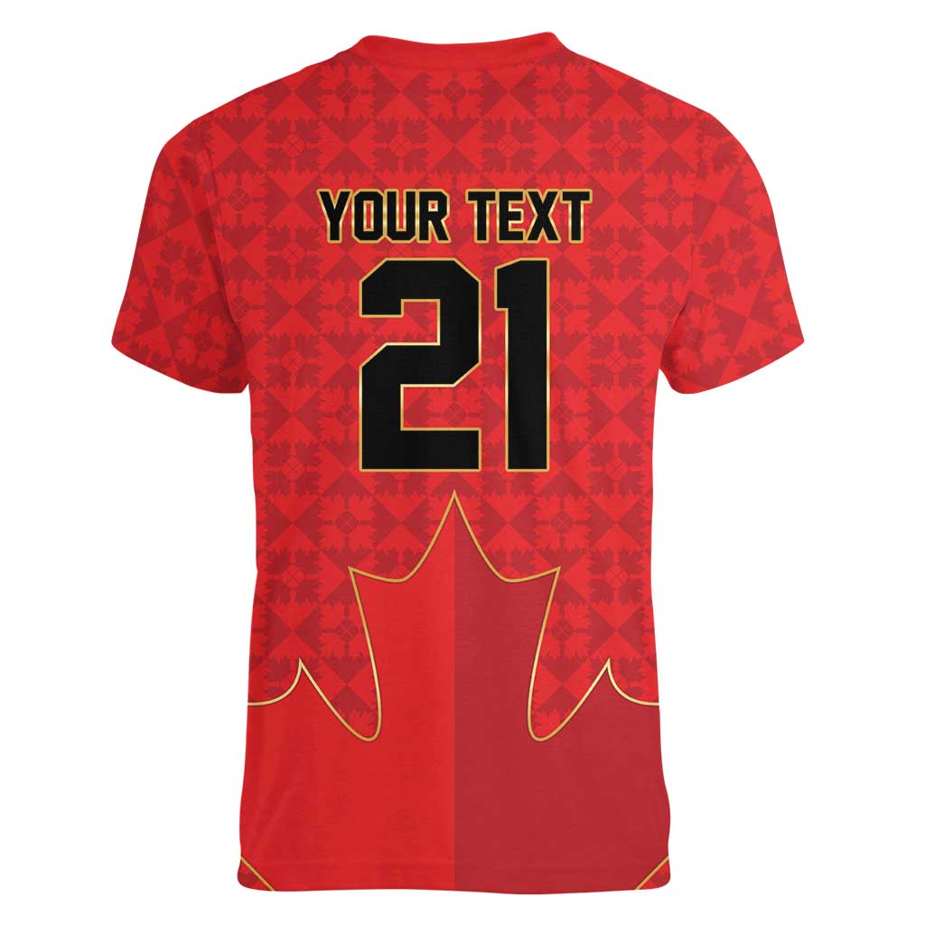 Custom Canada Football Pride Women V-Neck T-Shirt Take Me To America Maple Leaf