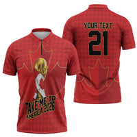 Custom Canada Football Pride Zipper Polo Shirt Take Me To America Maple Leaf