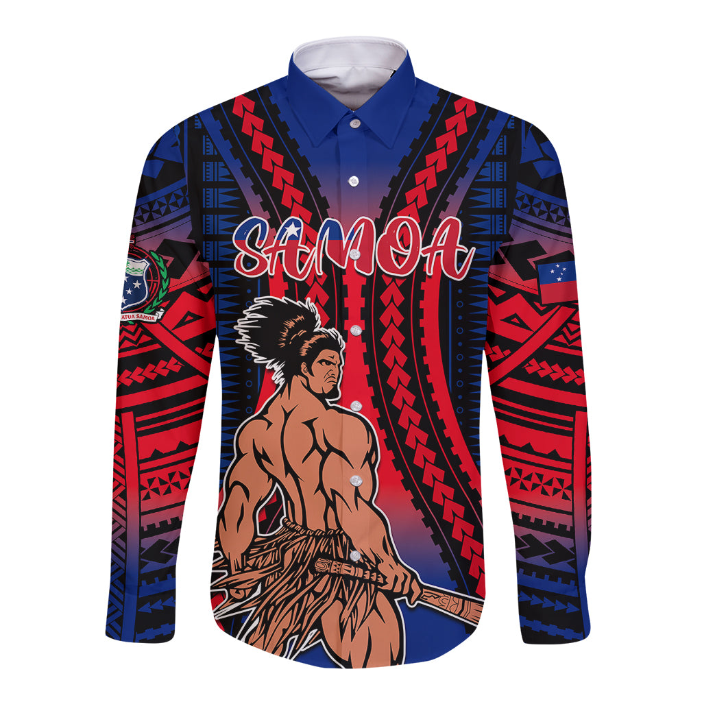 Polynesian Samoa Independence Day Long Sleeve Button Shirt Polynesian Pacific Tribal - Wonder Print Shop