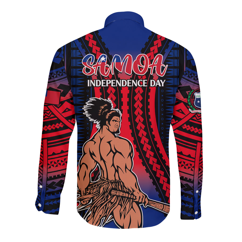 Polynesian Samoa Independence Day Long Sleeve Button Shirt Polynesian Pacific Tribal - Wonder Print Shop