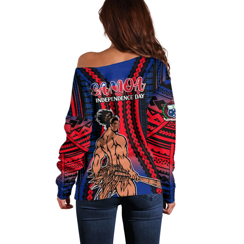 Polynesian Samoa Independence Day Off Shoulder Sweater Polynesian Pacific Tribal - Wonder Print Shop