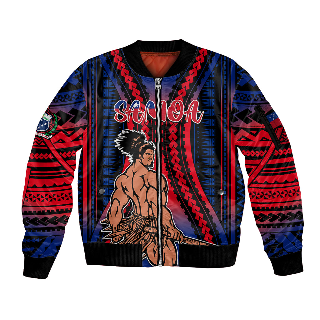 Polynesian Samoa Independence Day Sleeve Zip Bomber Jacket Polynesian Pacific Tribal - Wonder Print Shop