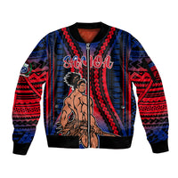 Polynesian Samoa Independence Day Sleeve Zip Bomber Jacket Polynesian Pacific Tribal - Wonder Print Shop