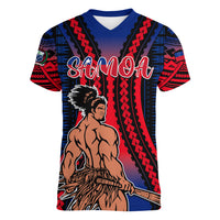 Polynesian Samoa Independence Day Women V Neck T Shirt Polynesian Pacific Tribal - Wonder Print Shop