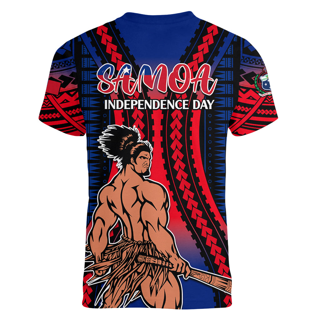 Polynesian Samoa Independence Day Women V Neck T Shirt Polynesian Pacific Tribal - Wonder Print Shop