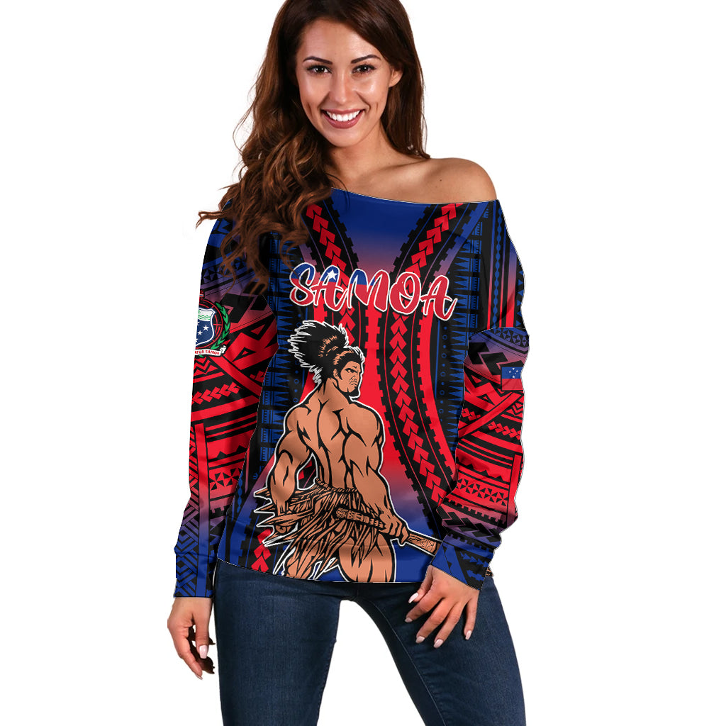 Custom Polynesian Samoa Independence Day Off Shoulder Sweater Polynesian Pacific Tribal - Wonder Print Shop