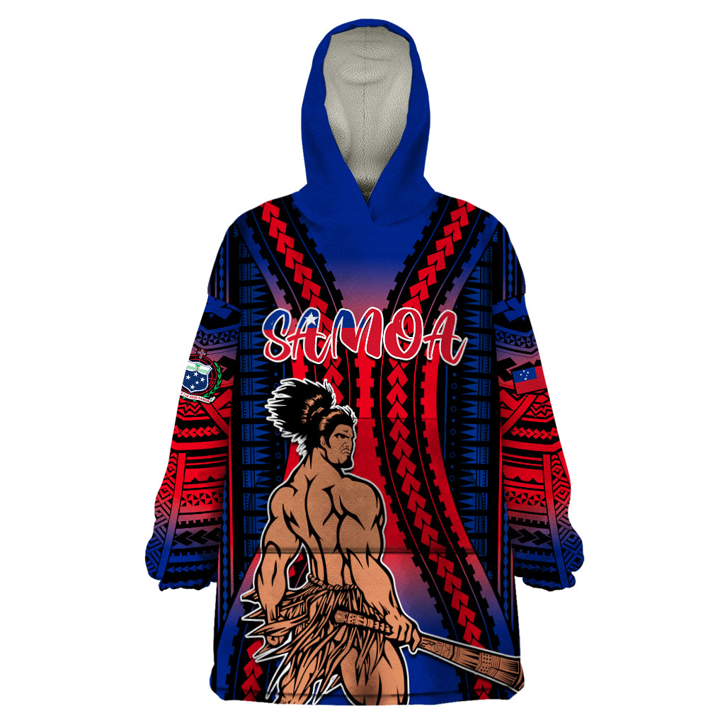 Custom Polynesian Samoa Independence Day Wearable Blanket Hoodie Polynesian Pacific Tribal - Wonder Print Shop
