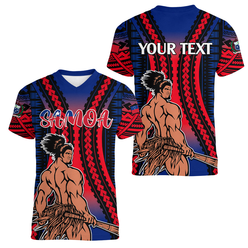 Custom Polynesian Samoa Independence Day Women V Neck T Shirt Polynesian Pacific Tribal - Wonder Print Shop