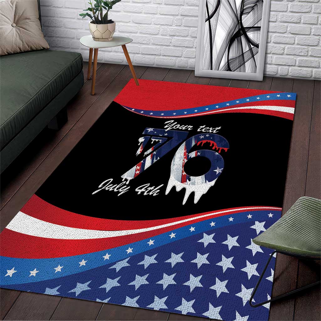 Funny Ice Cream 1776 Drip Personalized Area Rug American Flag 4th Of July