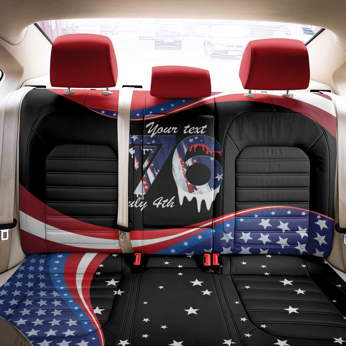 Funny Ice Cream 1776 Drip Personalized Back Car Seat Cover American Flag 4th Of July