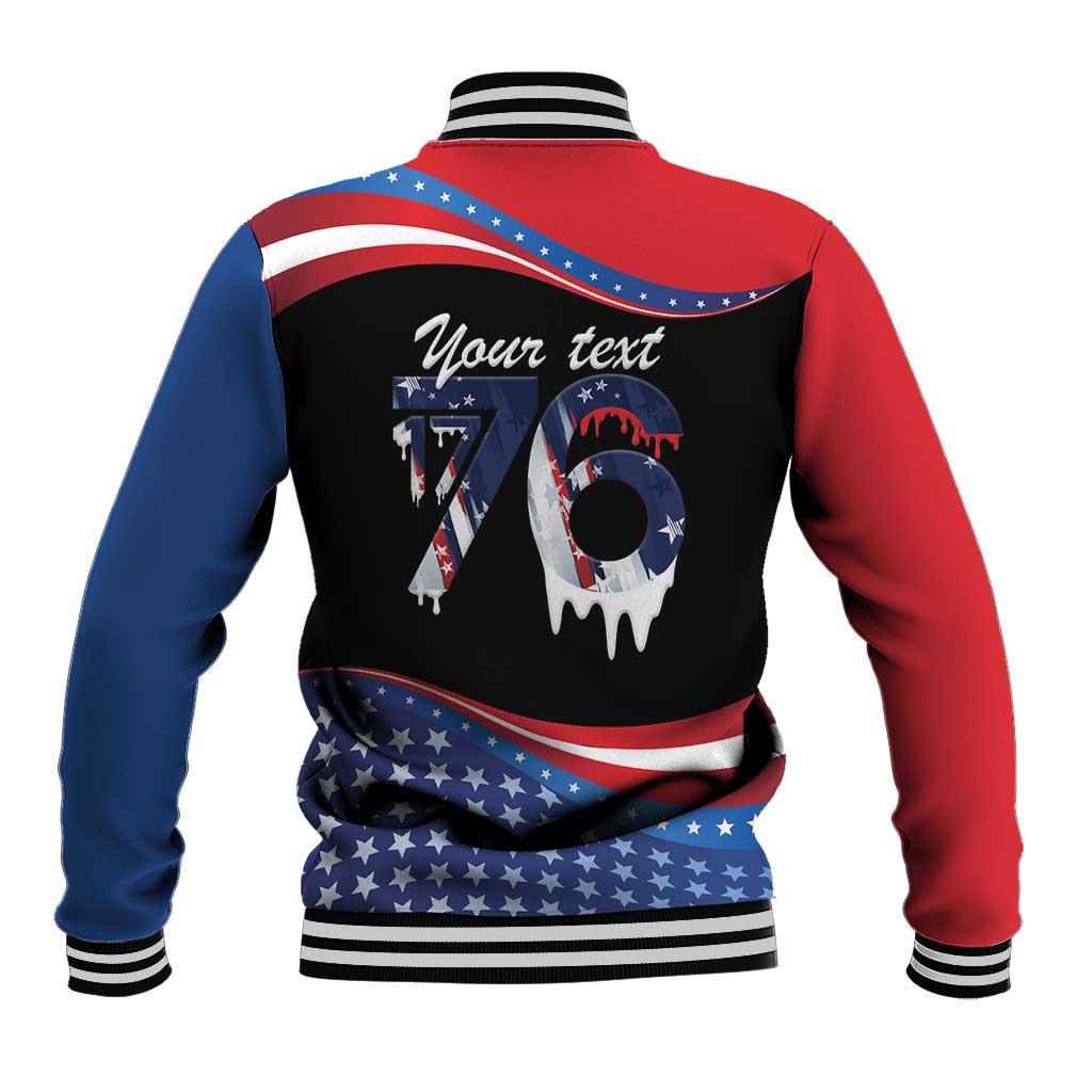 Funny Ice Cream 1776 Drip Personalized Baseball Jacket American Flag 4th Of July
