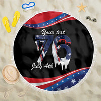 Funny Ice Cream 1776 Drip Personalized Beach Blanket American Flag 4th Of July