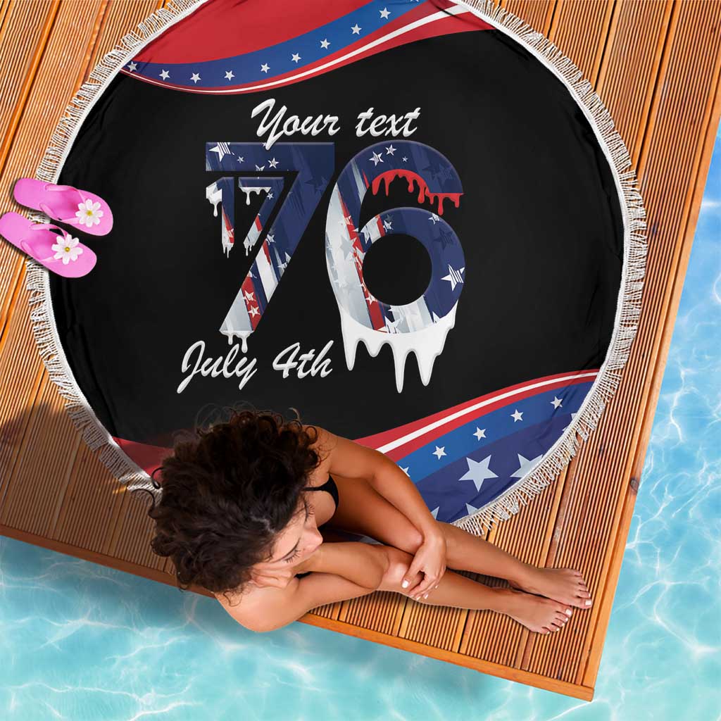 Funny Ice Cream 1776 Drip Personalized Beach Blanket American Flag 4th Of July