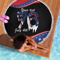 Funny Ice Cream 1776 Drip Personalized Beach Blanket American Flag 4th Of July