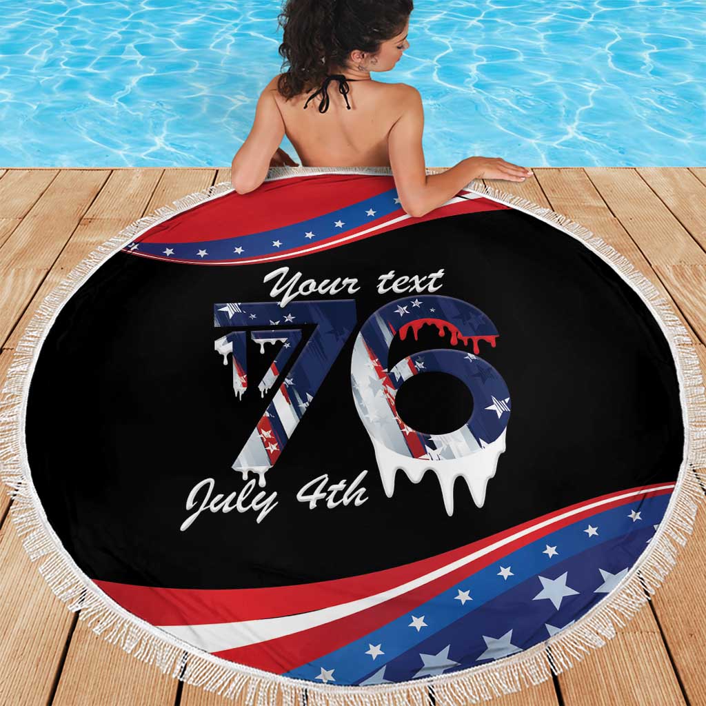 Funny Ice Cream 1776 Drip Personalized Beach Blanket American Flag 4th Of July