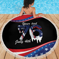 Funny Ice Cream 1776 Drip Personalized Beach Blanket American Flag 4th Of July
