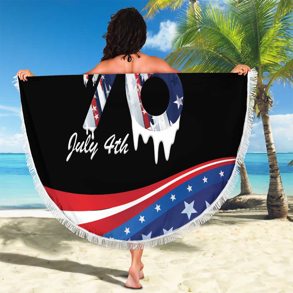 Funny Ice Cream 1776 Drip Personalized Beach Blanket American Flag 4th Of July