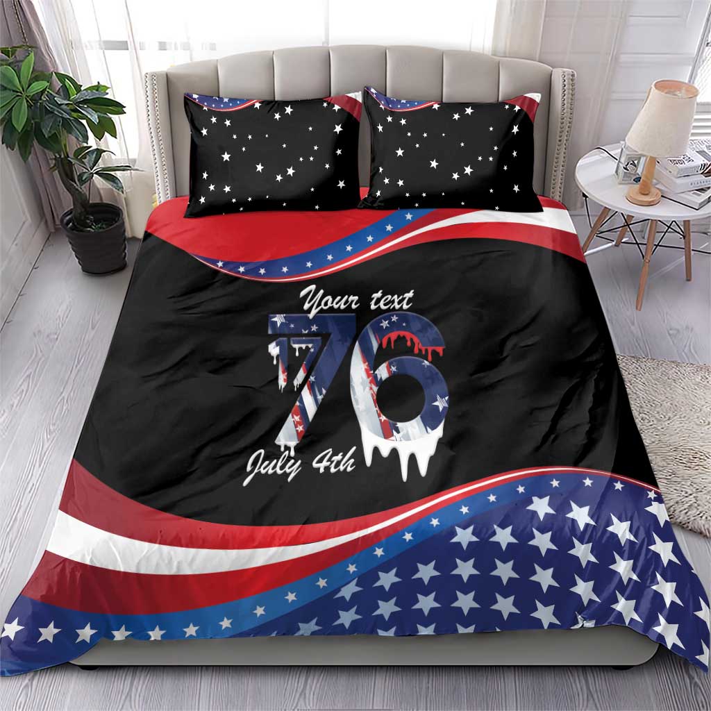 Funny Ice Cream 1776 Drip Personalized Bedding Set American Flag 4th Of July