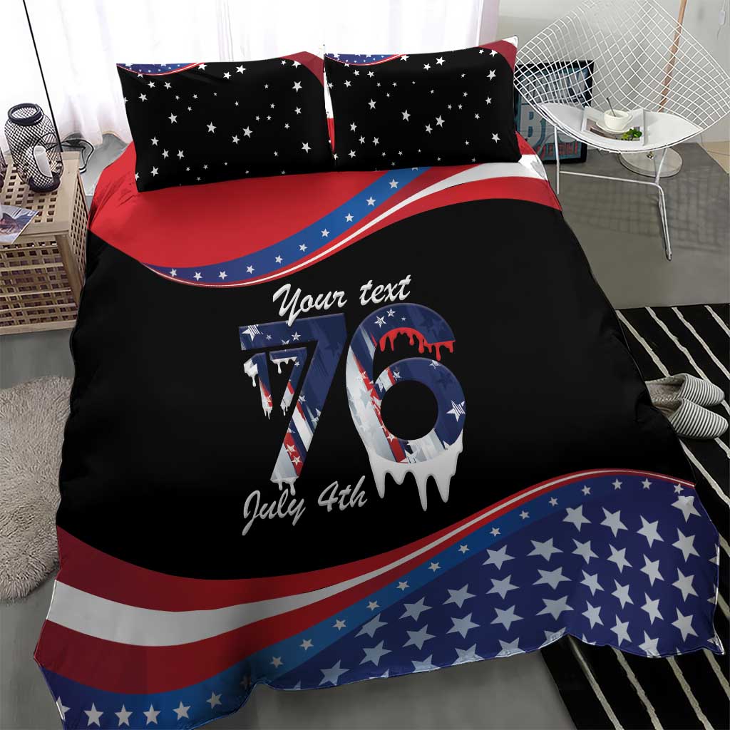 Funny Ice Cream 1776 Drip Personalized Bedding Set American Flag 4th Of July