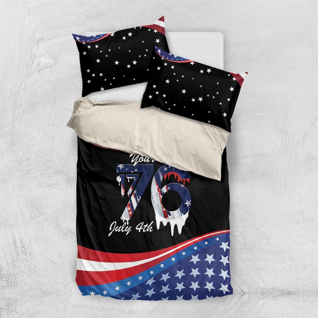 Funny Ice Cream 1776 Drip Personalized Bedding Set American Flag 4th Of July