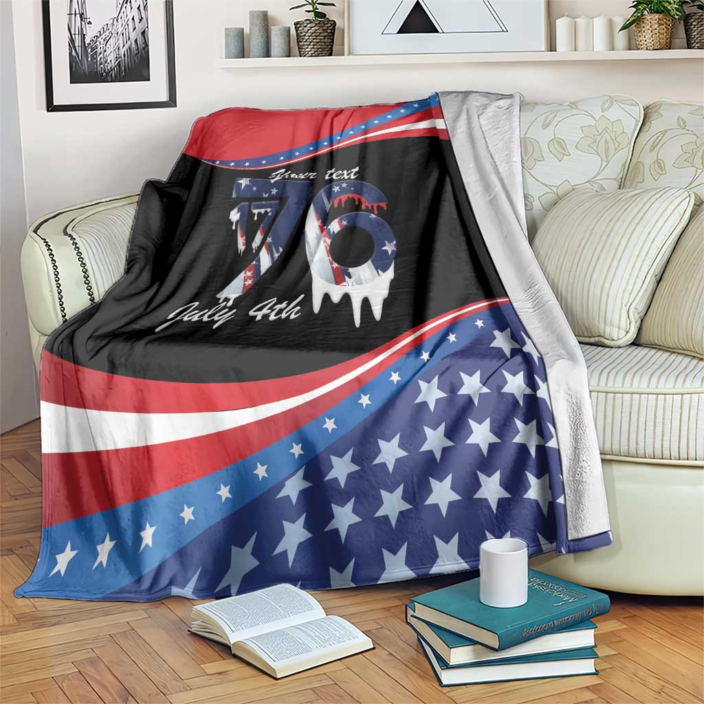 Funny Ice Cream 1776 Drip Personalized Blanket American Flag 4th Of July