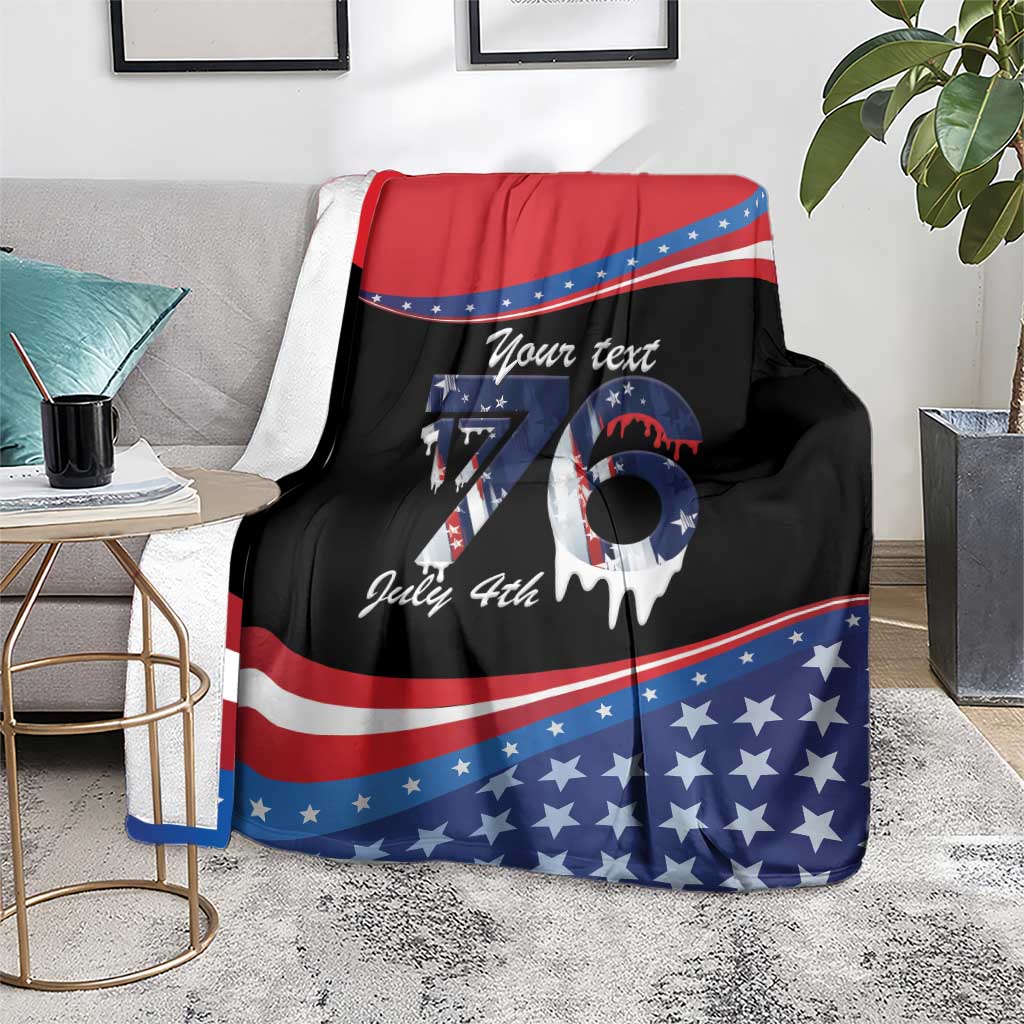Funny Ice Cream 1776 Drip Personalized Blanket American Flag 4th Of July