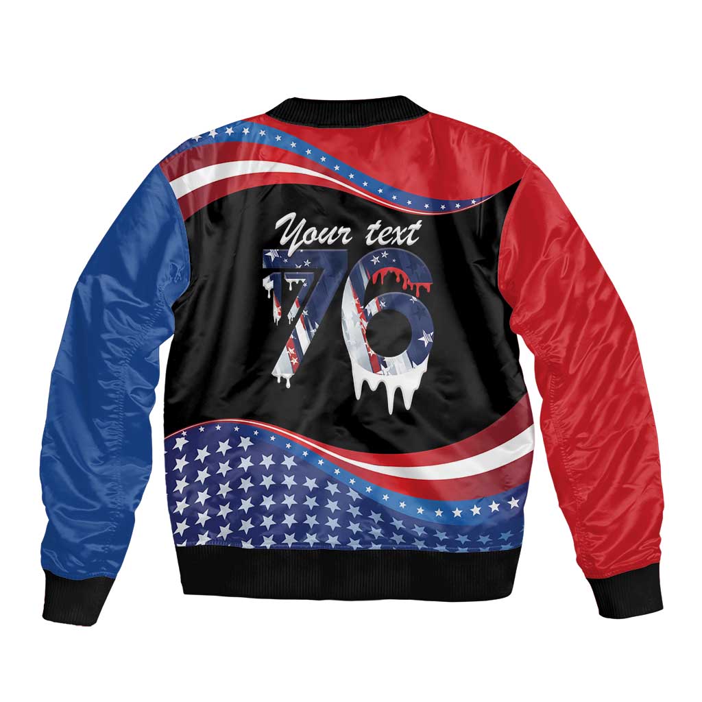 Funny Ice Cream 1776 Drip Personalized Bomber Jacket American Flag 4th Of July
