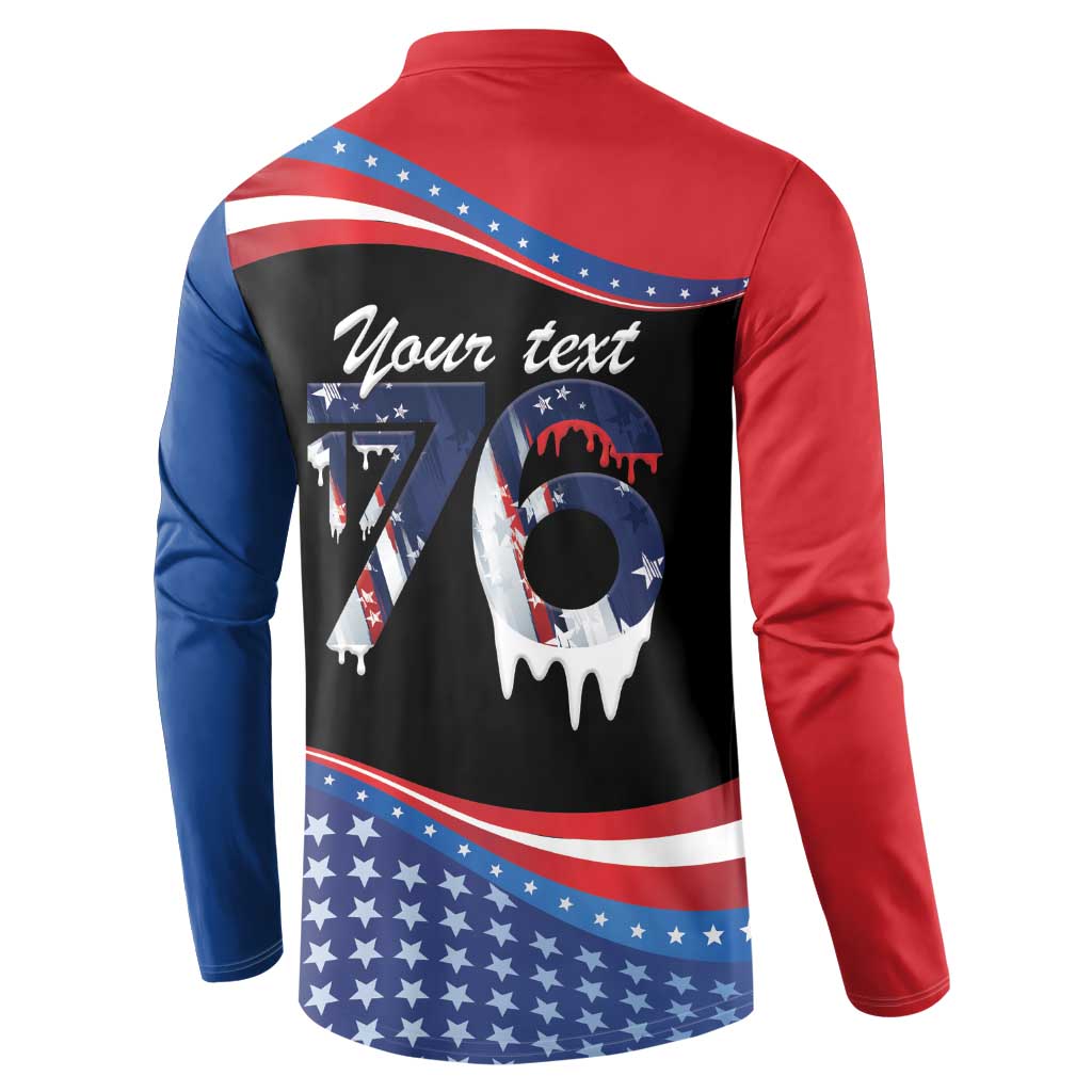 Funny Ice Cream 1776 Drip Personalized Button Sweatshirt American Flag 4th Of July