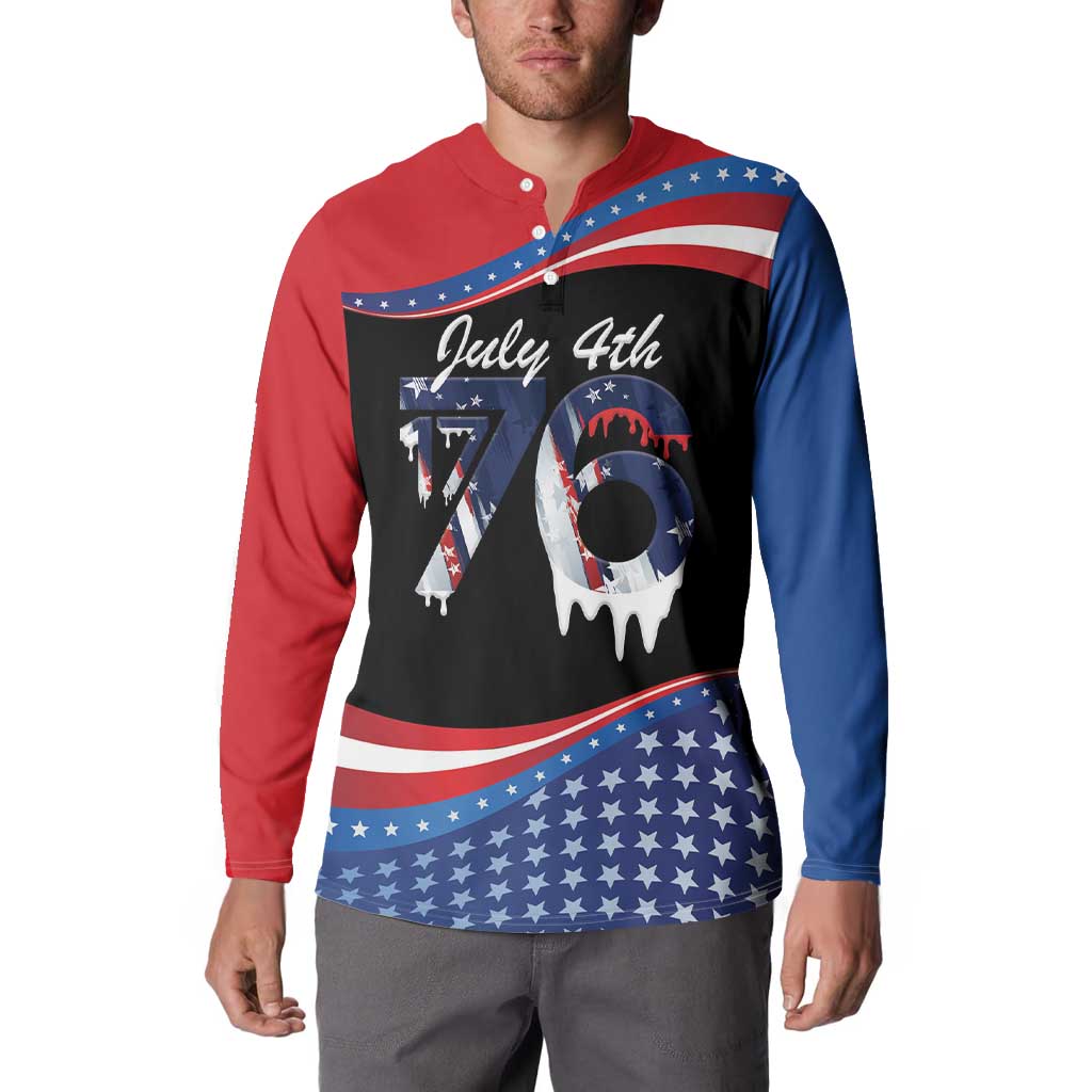 Funny Ice Cream 1776 Drip Personalized Button Sweatshirt American Flag 4th Of July