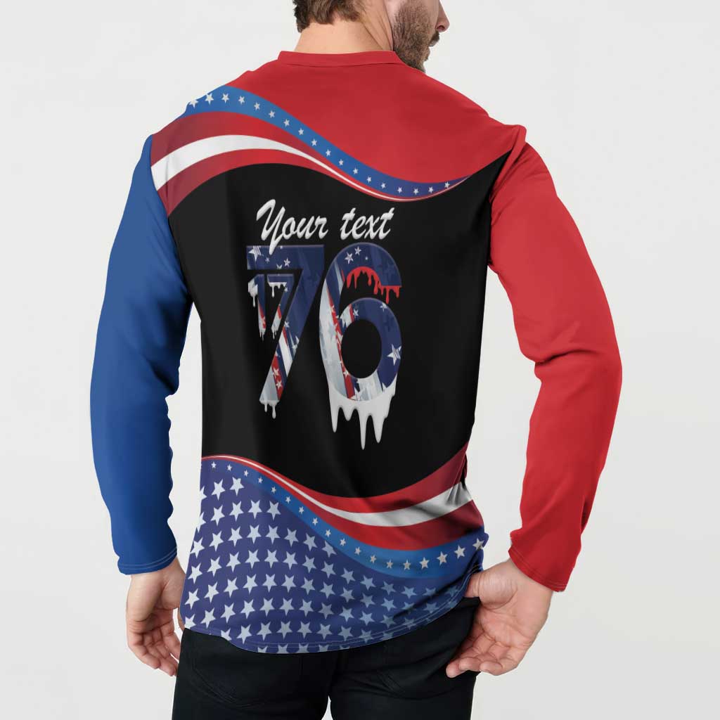 Funny Ice Cream 1776 Drip Personalized Button Sweatshirt American Flag 4th Of July