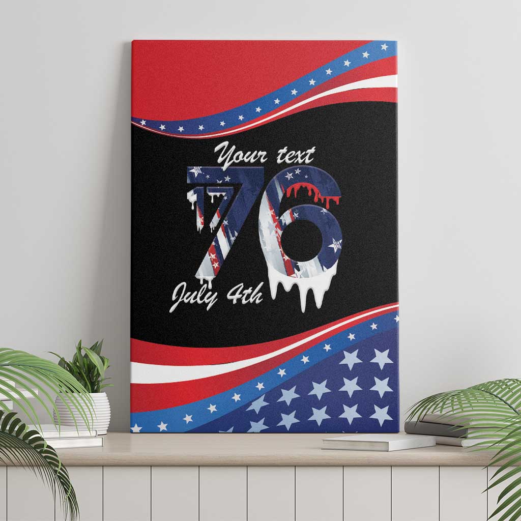 Funny Ice Cream 1776 Drip Personalized Canvas Wall Art American Flag 4th Of July