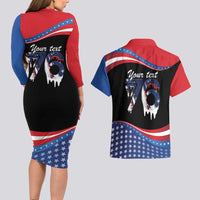 Funny Ice Cream 1776 Drip Personalized Couples Matching Long Sleeve Bodycon Dress and Hawaiian Shirt American Flag 4th Of July