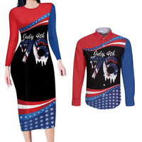 Funny Ice Cream 1776 Drip Personalized Couples Matching Long Sleeve Bodycon Dress and Long Sleeve Button Shirt American Flag 4th Of July