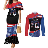 Funny Ice Cream 1776 Drip Personalized Couples Matching Mermaid Dress and Long Sleeve Button Shirt American Flag 4th Of July