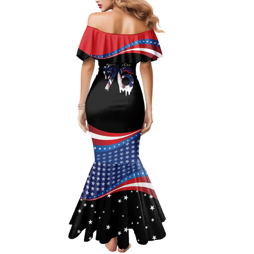 Funny Ice Cream 1776 Drip Personalized Family Matching Mermaid Dress and Hawaiian Shirt American Flag 4th Of July