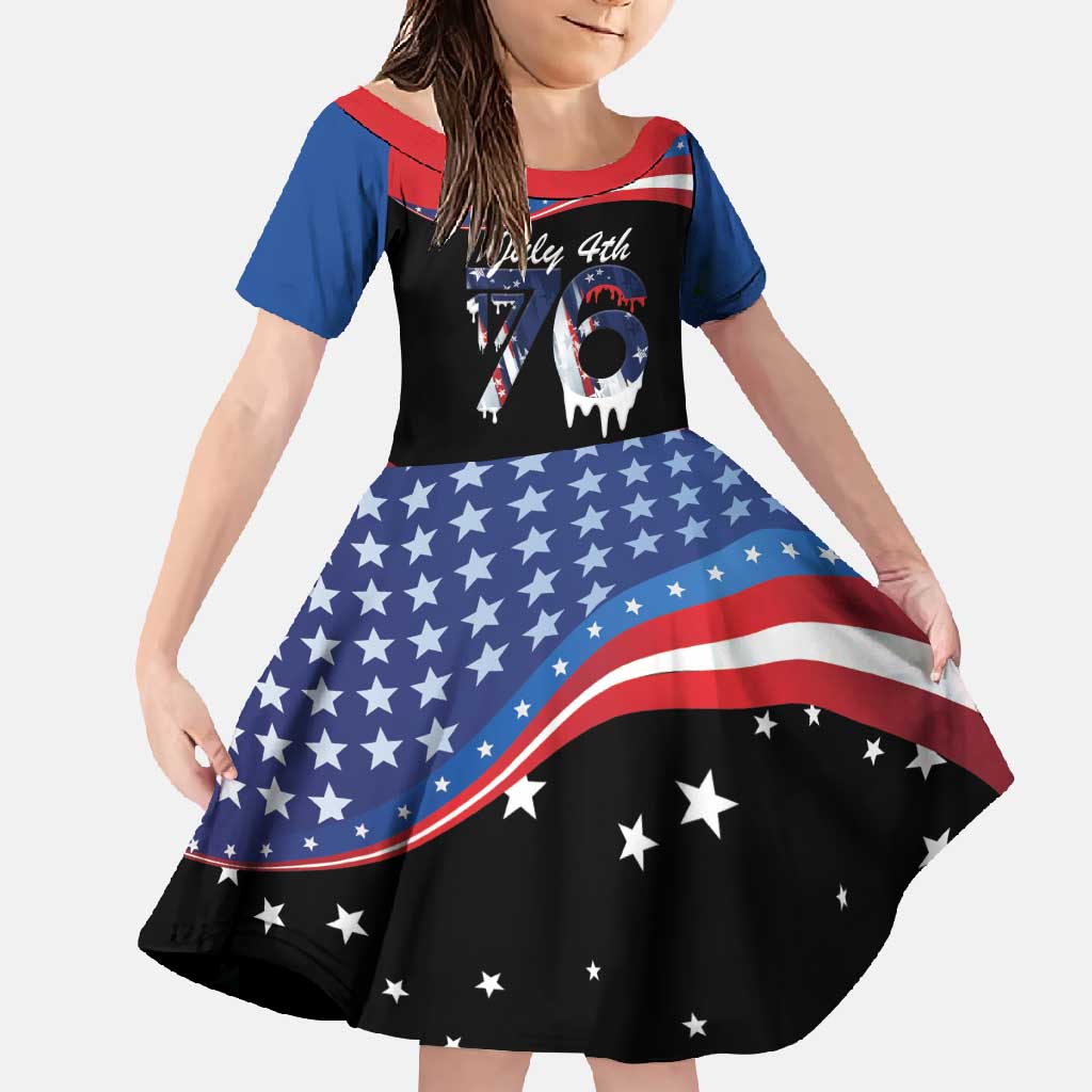 Funny Ice Cream 1776 Drip Personalized Family Matching Off Shoulder Maxi Dress and Hawaiian Shirt American Flag 4th Of July