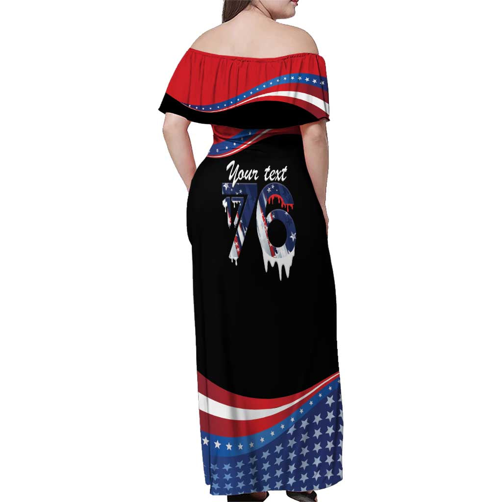 Funny Ice Cream 1776 Drip Personalized Family Matching Off Shoulder Maxi Dress and Hawaiian Shirt American Flag 4th Of July