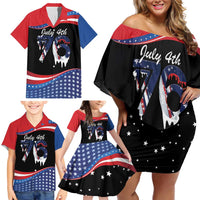 Funny Ice Cream 1776 Drip Personalized Family Matching Off Shoulder Short Dress and Hawaiian Shirt American Flag 4th Of July