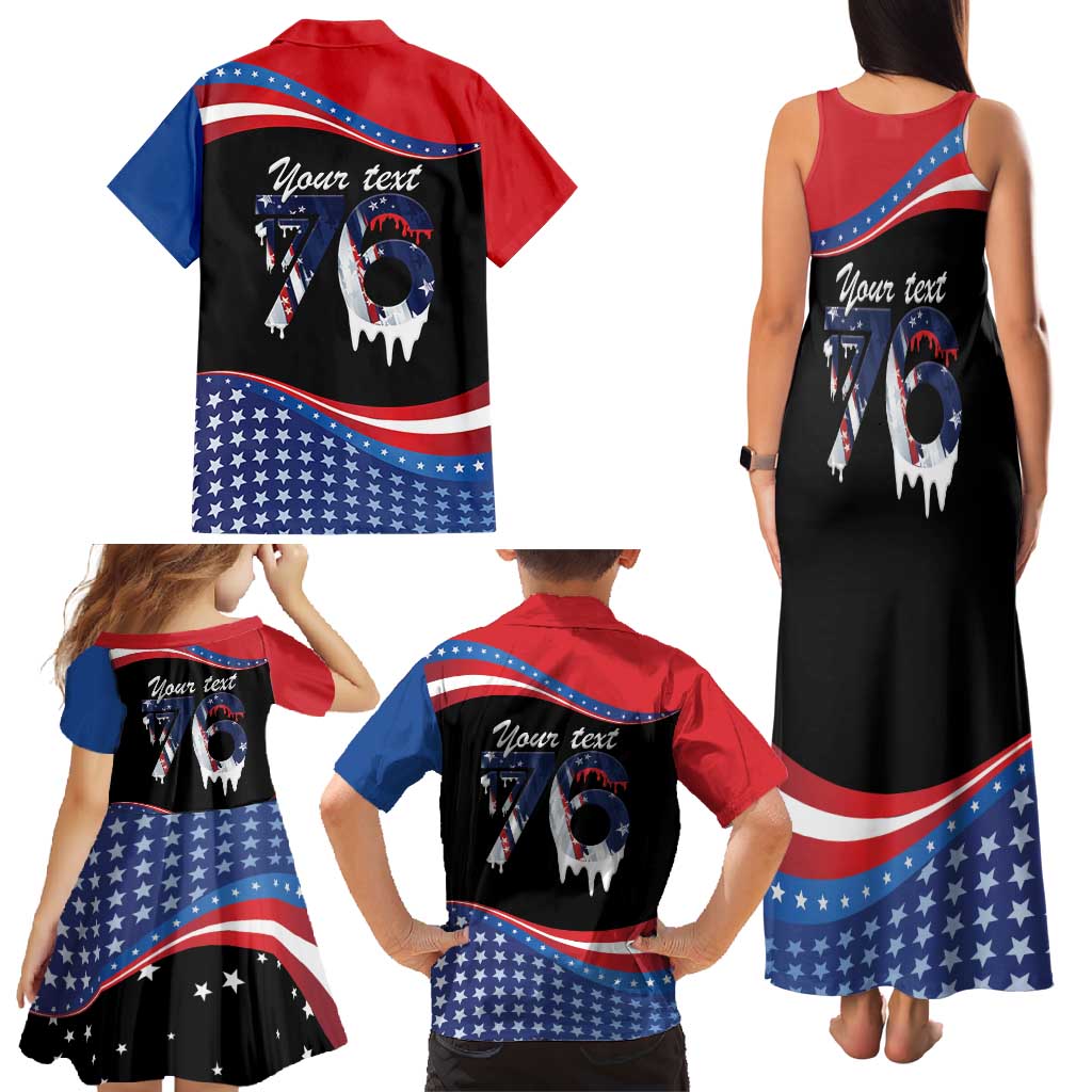 Funny Ice Cream 1776 Drip Personalized Family Matching Tank Maxi Dress and Hawaiian Shirt American Flag 4th Of July