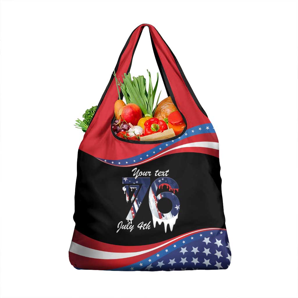 Funny Ice Cream 1776 Drip Personalized Grocery Bag American Flag 4th Of July