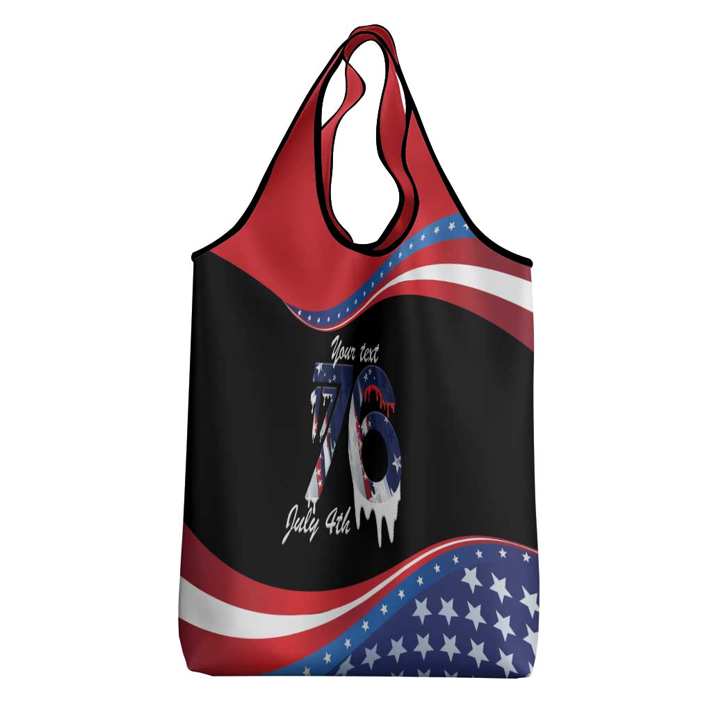 Funny Ice Cream 1776 Drip Personalized Grocery Bag American Flag 4th Of July